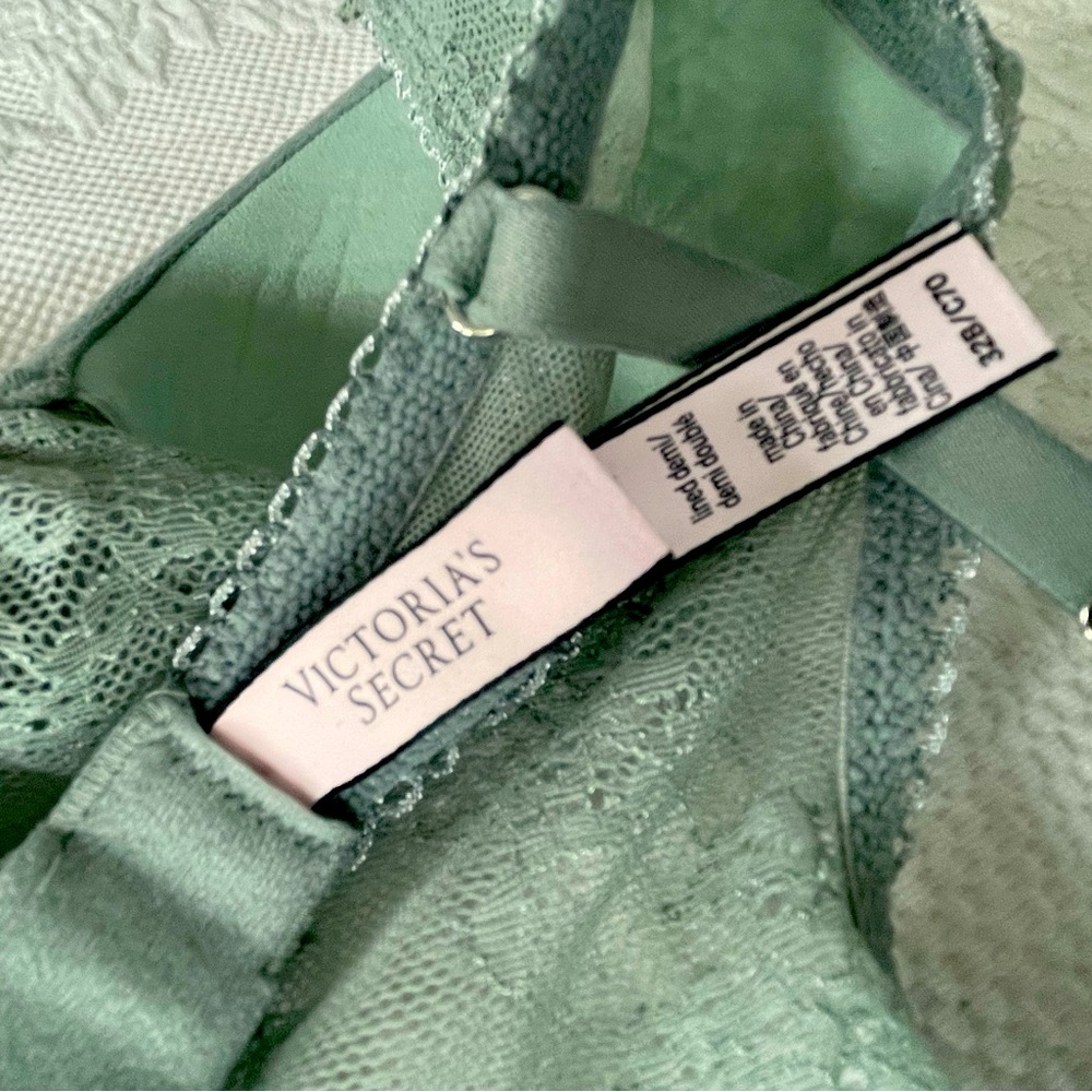 Victorias Secret Bra Dream Angels Lined Demi High Neck Olive Green Size 32B - Picture 6 of 6